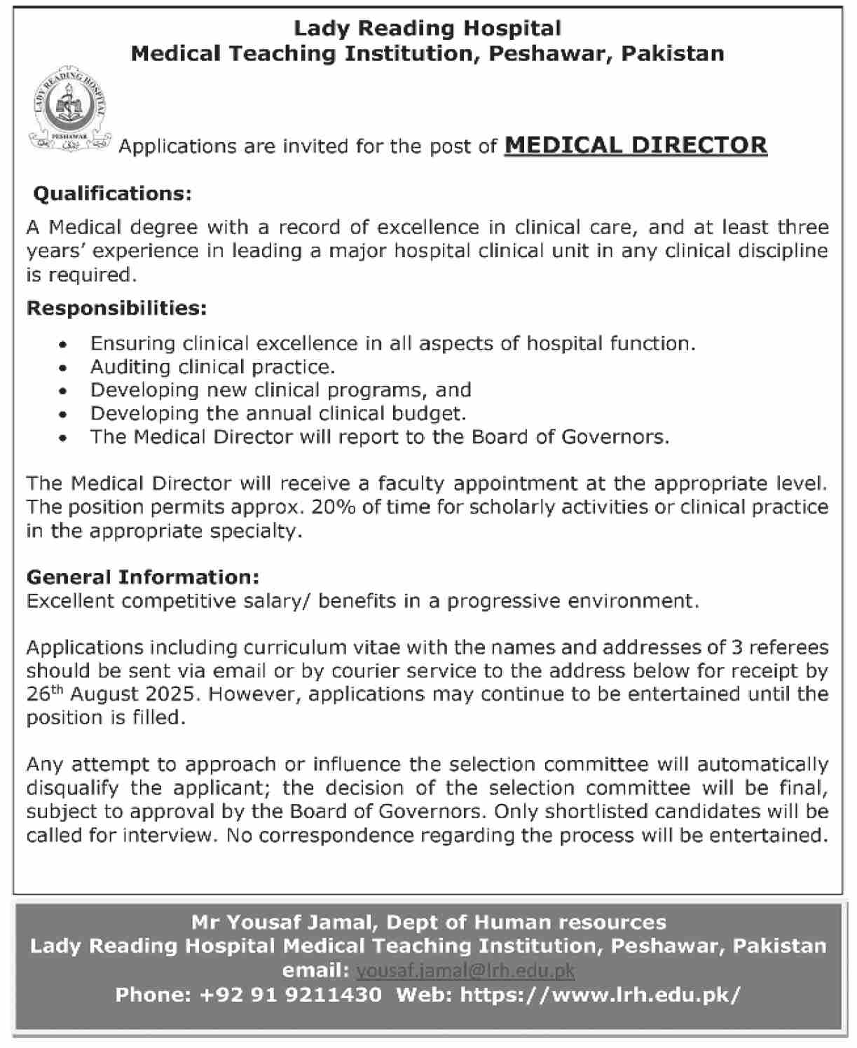 Jobs in Lady Reading Hospital Peshawar
